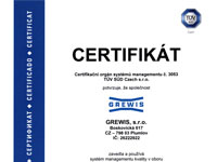Certifikát ČSN ISO 9001:2001